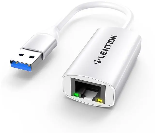 Main image of LENTION USB 3.0 Type A to Gigabit Ethernet Adapter, RJ45 Wired LAN Network Converter Compatible with Nintendo Switch, MacBook Pro/Air, Surface, Chromebook, Windows Laptops,More (HU604, Silver)
