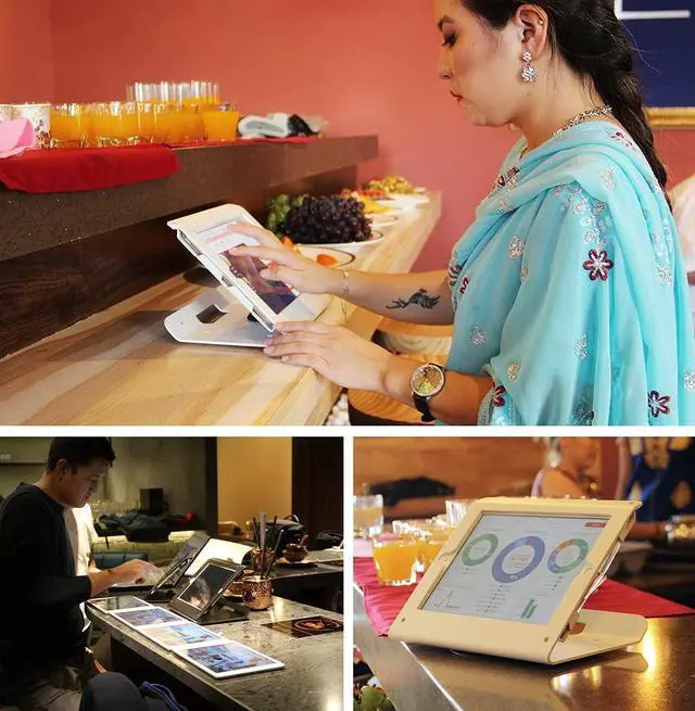 Alt view image 3 of 5 - Beelta Tablet Stand for Desk Compatible with 10.2" iPad 7 8 9, All Metal, 360 Swivel Base, Anti Theft Tablet Retail Stand - BSC102WT