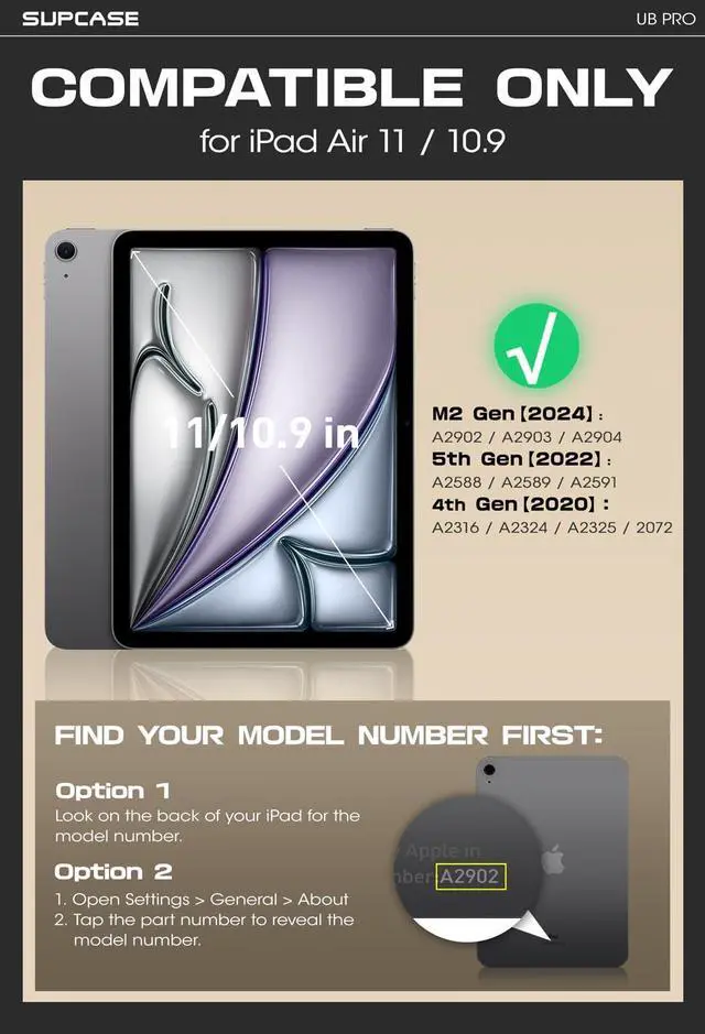 Alt view image 2 of 5 - SUPCASE for iPad Air 11 Inch Case 7th Generation M3 2025, [Built-in Screen Protector & Pencil Holder & Stand] Rugged Cover for iPad Air 7th/6th/5th/4th Gen (11/10.9 Inch, 2025/2024/2022/2020), White