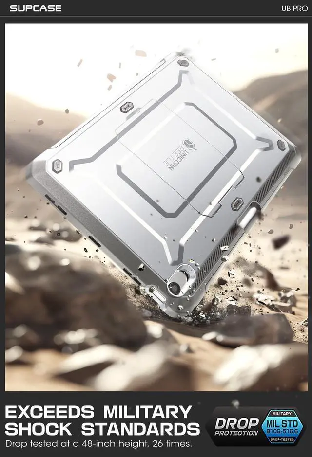 Alt view image 4 of 5 - SUPCASE for iPad Air 11 Inch Case 7th Generation M3 2025, [Built-in Screen Protector & Pencil Holder & Stand] Rugged Cover for iPad Air 7th/6th/5th/4th Gen (11/10.9 Inch, 2025/2024/2022/2020), White