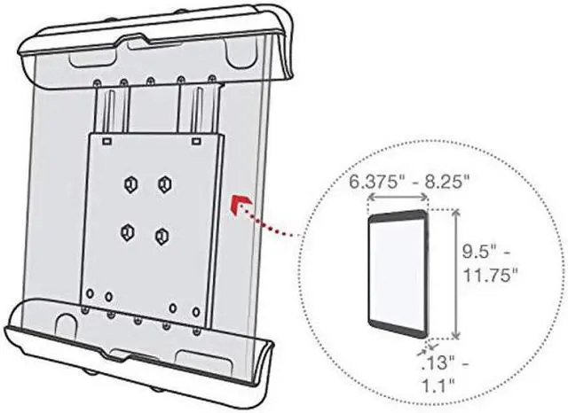 Alt view image 4 of 5 - RAM Mounts RAM-HOL-TAB17U Tab-Tite Tablet Holder for Apple iPad Gen 1-4 with Case + More Compatible with RAM B 1" and C 1.5" Size Round Ball Bases