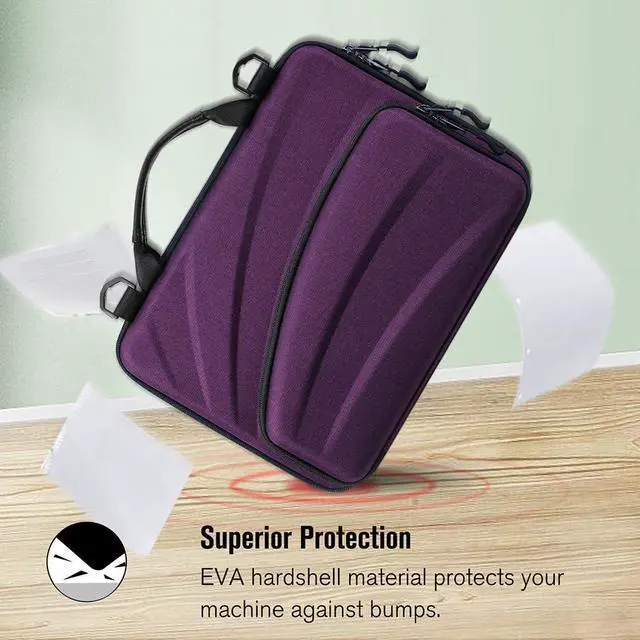 Alt view image 5 of 5 - FINPAC 11-11.6 Inch Chromebook Sleeve Case - Protective Briefcase Shoulder Bag with Accessory Pouch for Up to 11.6" Laptop Notebook Ultrabook, Purple