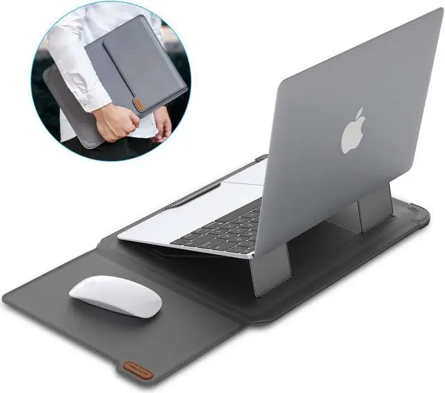 Alt view image 2 of 5 - Nillkin Laptop Sleeve 15.6 inch,MacBook Air Sleeve Case with Laptop Stand and Mouse Pad,2 Stand Modes,Slim Protective Cover for MacBook Air M4,Air 15/Pro 16,HP/Dell/Asus 15-15.6 Inch Notebook,Gray