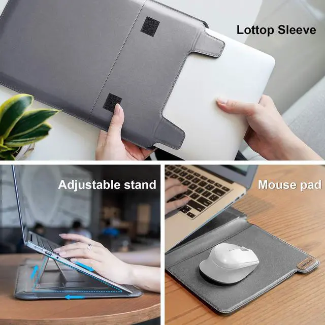 Alt view image 3 of 5 - Nillkin Laptop Sleeve 15.6 inch,MacBook Air Sleeve Case with Laptop Stand and Mouse Pad,2 Stand Modes,Slim Protective Cover for MacBook Air M4,Air 15/Pro 16,HP/Dell/Asus 15-15.6 Inch Notebook,Gray