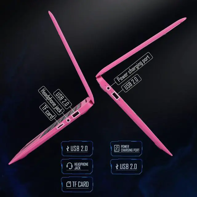 Alt view image 4 of 5 - G-Anica Laptop Computer(10.1 inch), Quad Core Powered by Android 12.0, Netbook Computer with WiFi, Webcam and Bluetooth, Mini Laptop with Bag, Mouse, and Mouse Pad for Kids and AdultsPink