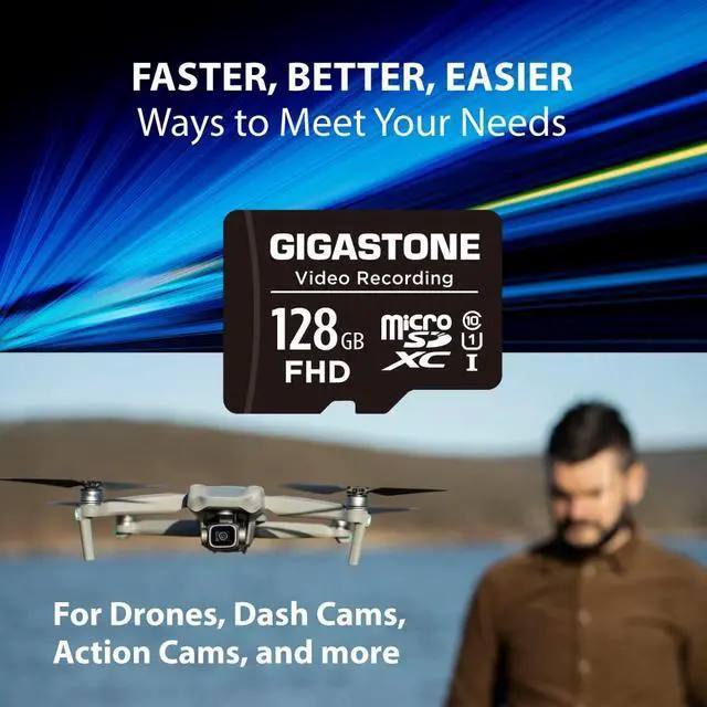 Alt view image 5 of 5 - GIGASTONE 128GB Micro SD Card 5-Pack, 4K Video Recording, Compatible with Security Camera, Dash Cam, Drone, 85MB/s MicroSDXC Memory Card UHS-I Class 10, with Adapter