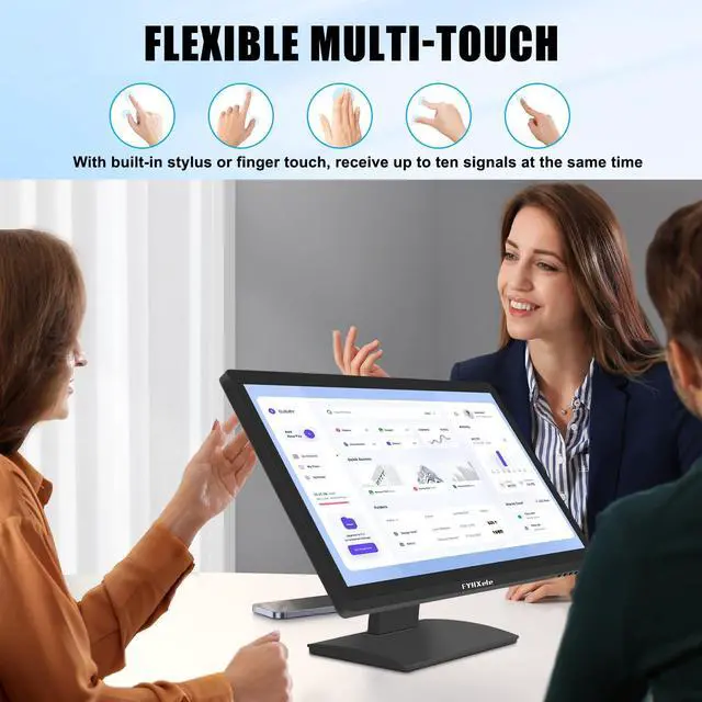 Alt view image 2 of 5 - FYHXele 24 Inch Touchscreen Monitor, IPS FHD 1080P Touch PC Display, 100Hz, LED Backlit Multi-Touch Monitor, VESA, HDMI & VGA & USB Computer Touch Screen for Gaming, Business, Warehouse, Bar, Gym