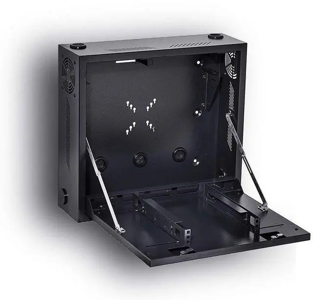 Main image of Kenuco Heavy Duty 16 Gauge Steel DVR Security Lockbox with Fan and Swing Open Top (24'' x 21'' x 8'' Black)