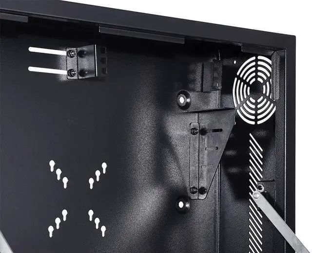 Alt view image 5 of 5 - Kenuco Heavy Duty 16 Gauge Steel DVR Security Lockbox with Fan and Swing Open Top (24'' x 21'' x 8'' Black)