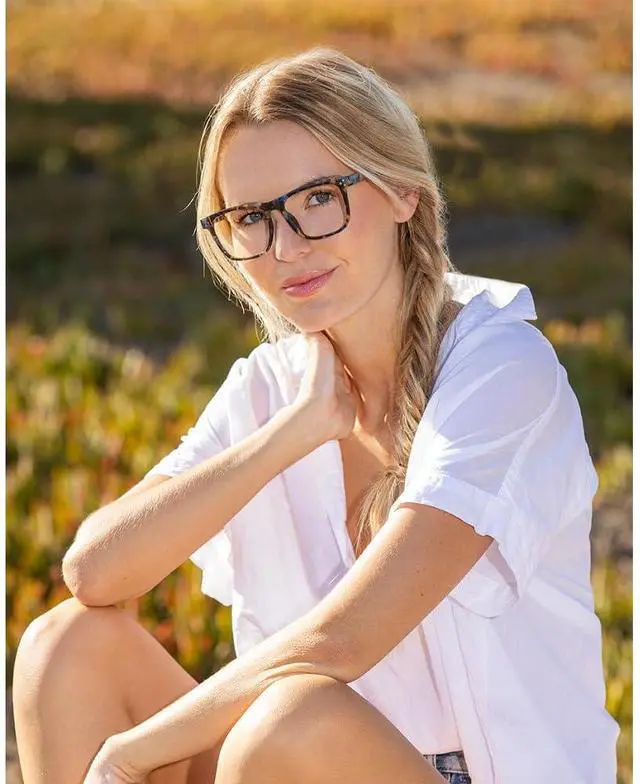 Alt view image 2 of 5 - Blue Planet Readers for Men and Women - Julien Reader Glasses, Onyx in Matte Walnut Tortoise Square Frame Womens and Mens Reading Glasses, Blue Light Blocking Eyeglasses, 1.75