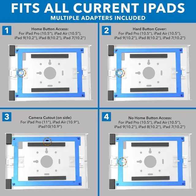 Alt view image 3 of 5 - Mount-It! Anti-Theft Tablet Wall Mount, Low Profile Wall Kiosk with Secure Lockable Steel Enclosure, Locking Tablet Mount for iPad Generations 7-10, Pro, Air, 10.2 inch, 10.9, White