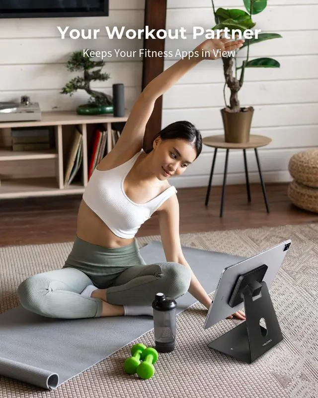 Alt view image 5 of 5 - Volcora Universal Magnetic Tablet Stand for Desk Wall Mount iPad Holder with Seperable Magnetic Board and Rotatable Back Panel, Heavy Duty, for Samsung Android Tablets, Kindle, Black