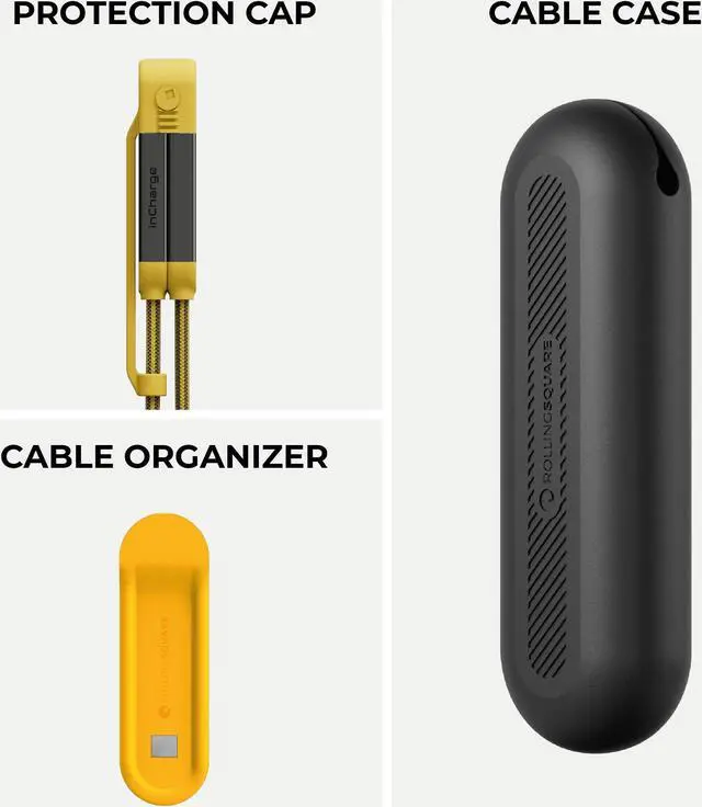 Alt view image 5 of 5 - Rolling Square inCharge XL 6-in-1 Multi Charging Cable with 100W Ultra-Fast Charging Power, Portable USB and USB-C Cable, 6.5 Ft/2m, 3 Units Bundle