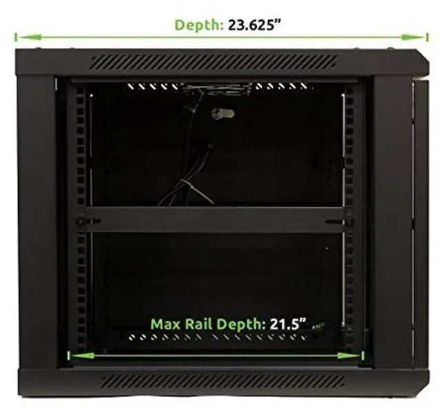 Alt view image 2 of 3 - NavePoint 9U Server Cabinet Wall Mount Rack Enclosure Includes 2 Fans, Locking Glass Door, Removable Side Panels  9U Network Cabinet 23.6 Deep, 19 Inch Server Rack for IT and A/V Equipment