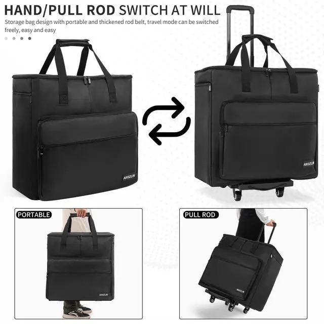 Alt view image 3 of 5 - AKOZLIN Desktop Gaming Computer Tower PC Carrying Case with Detachable Cart Travel Storage Bag for Host, Keyboard and Mouse with Portable Dolly Black