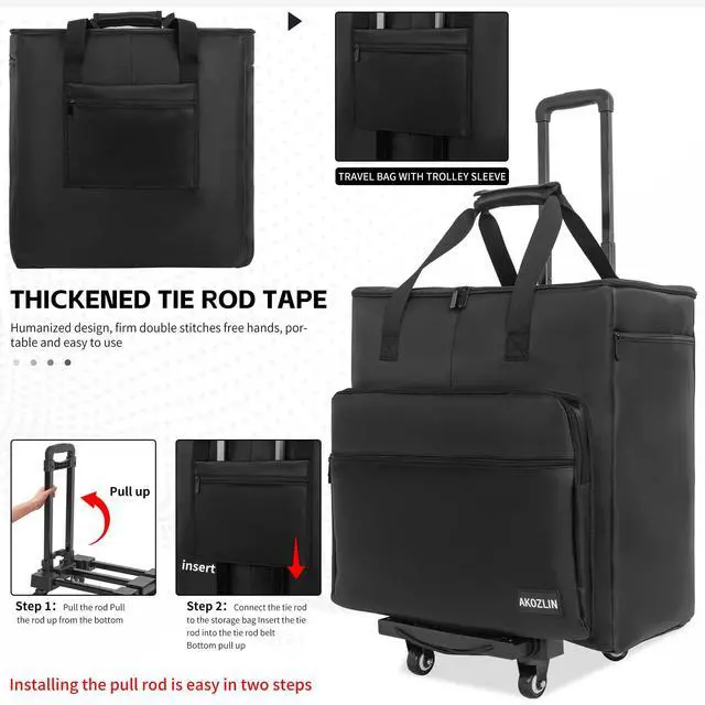 Alt view image 5 of 5 - AKOZLIN Desktop Gaming Computer Tower PC Carrying Case with Detachable Cart Travel Storage Bag for Host, Keyboard and Mouse with Portable Dolly Black