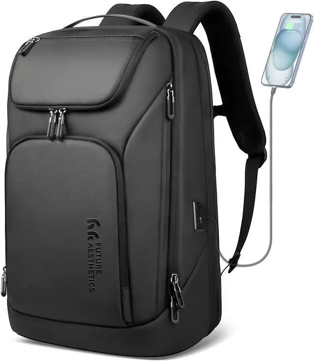 Main image of hk Business Smart Backpack for Men Anti-Theft for 17.3 Inch Laptop with USB Charging Port Water-Resistant Large Durable Compact 30L for Travel College Work-Black