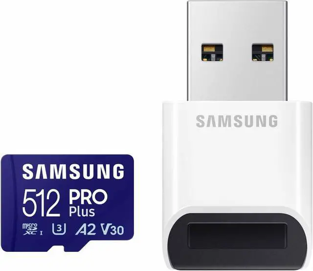 Main image of SAMSUNG PRO Plus microSD Memory Card + Reader, 512GB MicroSDXC, Up to 180 MB/s, Full HD & 4K UHD, UHS-I, C10, U3, V30, A2 for Android Phones, Tablets, GoPRO, DJI Drone, MB-MD512SB/AM, 2023