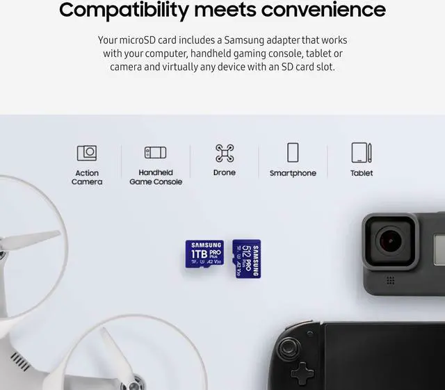Alt view image 3 of 5 - SAMSUNG PRO Plus microSD Memory Card + Reader, 512GB MicroSDXC, Up to 180 MB/s, Full HD & 4K UHD, UHS-I, C10, U3, V30, A2 for Android Phones, Tablets, GoPRO, DJI Drone, MB-MD512SB/AM, 2023