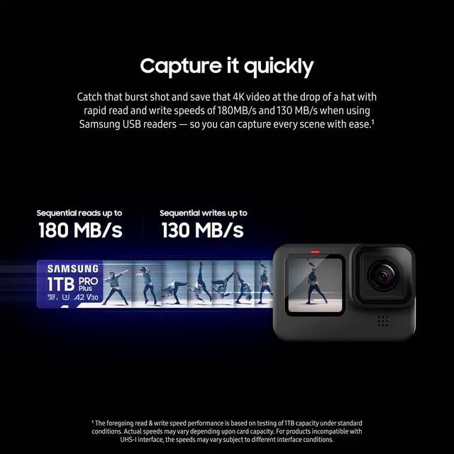 Alt view image 4 of 5 - SAMSUNG PRO Plus microSD Memory Card + Reader, 512GB MicroSDXC, Up to 180 MB/s, Full HD & 4K UHD, UHS-I, C10, U3, V30, A2 for Android Phones, Tablets, GoPRO, DJI Drone, MB-MD512SB/AM, 2023