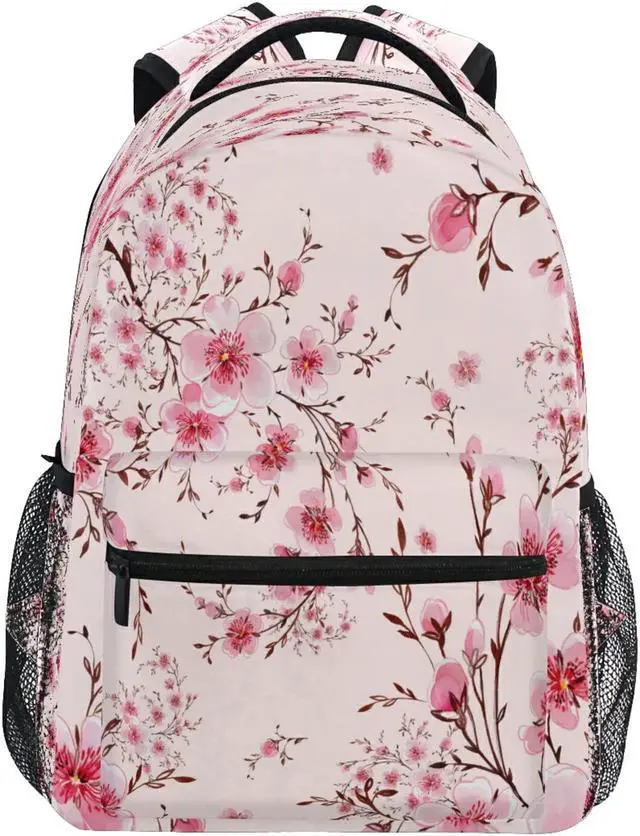 Main image of ALAZA Pink Cherry Blossom Flowers Floral Large Backpack,unisex Girls kids School Bookbags Daypack Bag,Water Resistant Personalized Laptop iPad Tablet Children Backpack Travel School Bag