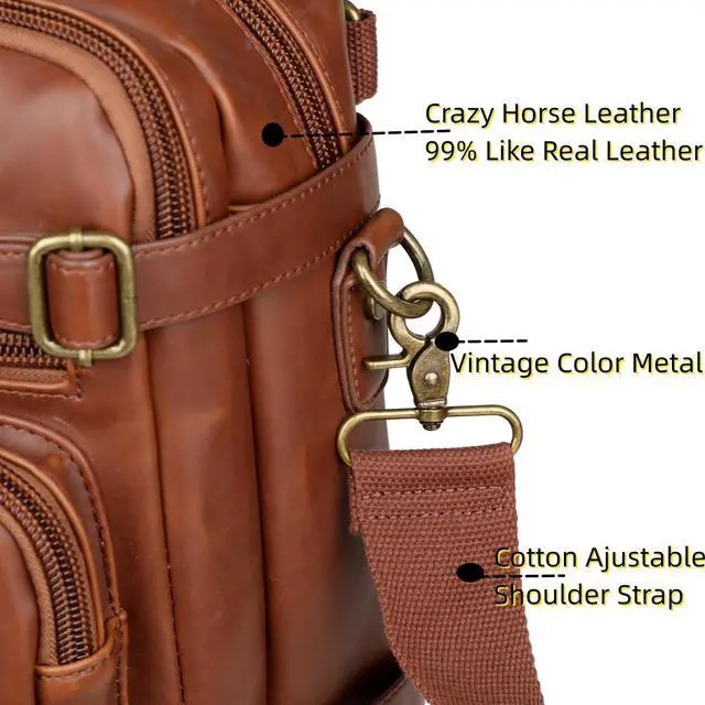 Alt view image 4 of 4 - Baosha Leather Laptop Briefcase Backpack Hybrid Large 17 inch Laptop bag Travel Carry on Backpack Vintage for Men HB-22 (Brown)