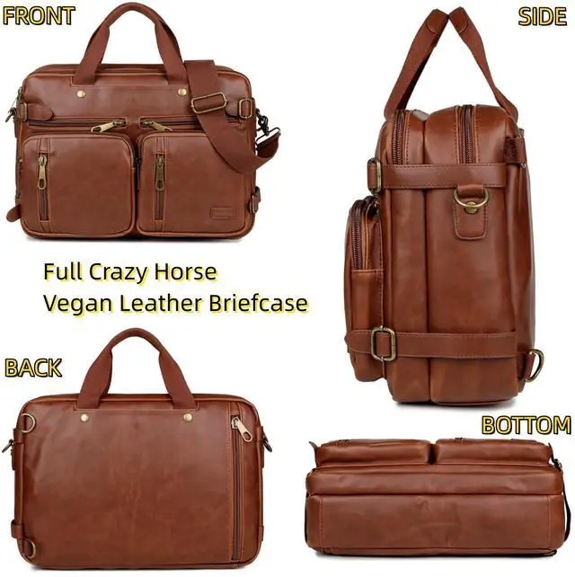 Alt view image 2 of 4 - Baosha Leather Laptop Briefcase Backpack Hybrid Large 17 inch Laptop bag Travel Carry on Backpack Vintage for Men HB-22 (Brown)