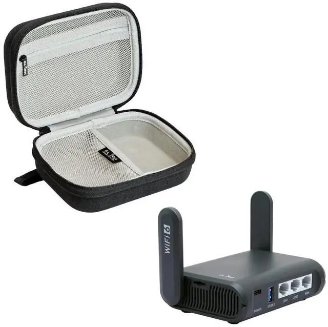 Main image of GL.iNet GL-AXT1800 (Slate AX) Pocket-Sized Wi-Fi 6 Gigabit Travel Router & Gadget Organizer Case (Black)