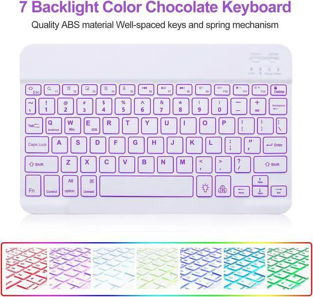 Alt view image 3 of 5 - BORIYUAN iPad 9th 2021/8th/7th Generation Keyboard Case, 7 Colors Backlit Detachable Keyboard Folio Smart Cover for iPad 10.2"/iPad Air 10.5"(3rd Gen)/iPad Pro 10.5" with Pencil Holder  Purple