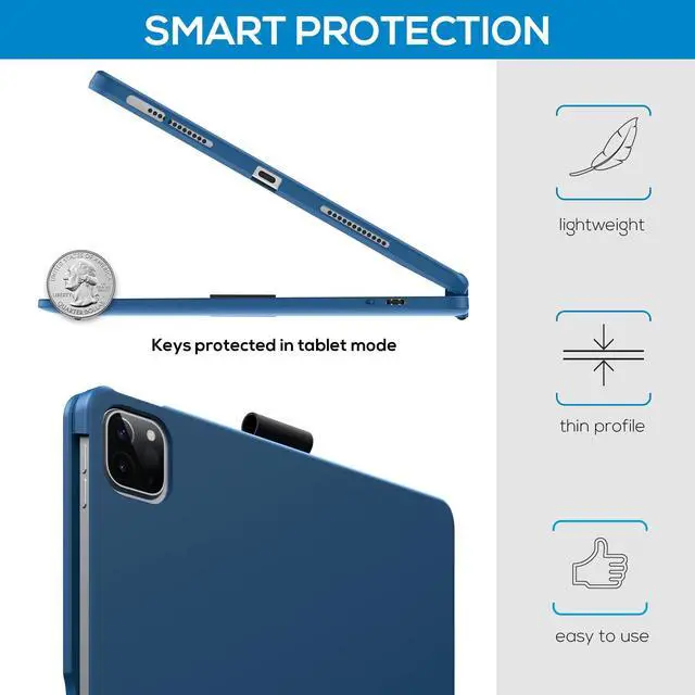 Alt view image 5 of 5 - typecase Touch Keyboard Case for iPad Air 11-inch (M3 2025 / M2 2024)& iPad Pro 11(4th/3rd/2nd/1st Gen): Multi-Touch Trackpad&11 Colors Backlight&360°Rotatable for iPad Air 5th & 4th Gen,Pacific Blue