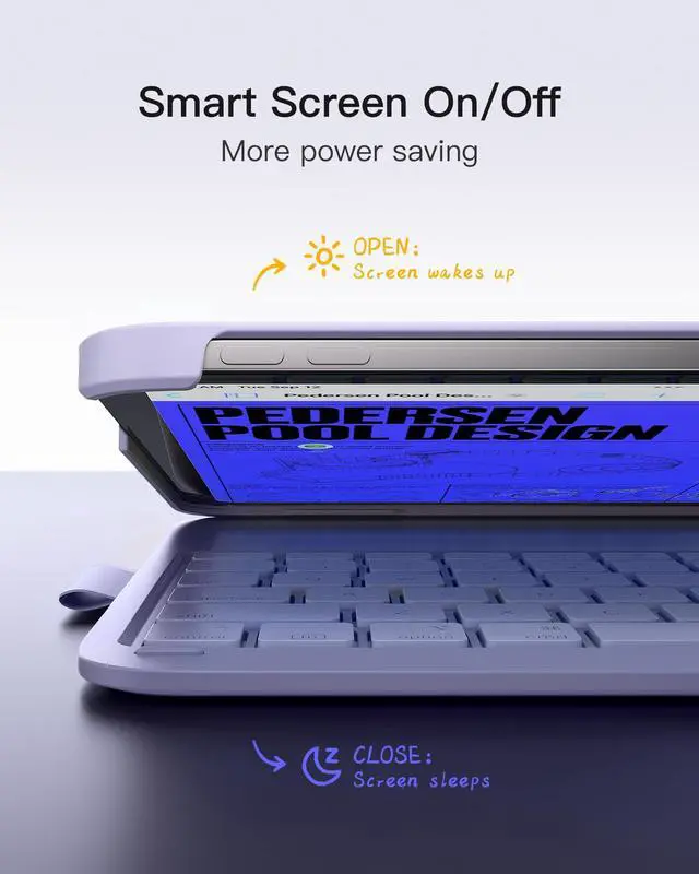 Alt view image 5 of 5 - Inateck for iPad 10th/11th Gen Case with Keyboard, Keyboard with Pen Holder for iPad 11th(2025 11" A16)/10th Gen(2022 10.9"), Air 11" M3/M2 (2025/2024), Air 5/4, Pro 11 4/3/2/1,AirTap Purple