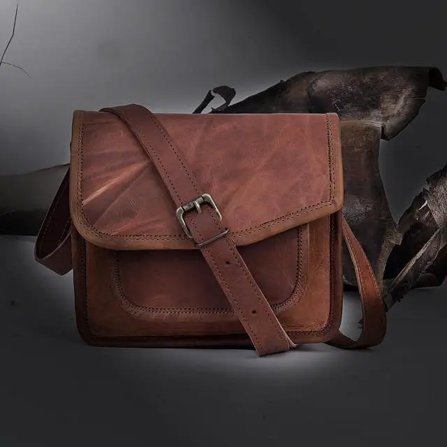 Alt view image 3 of 5 - cuero 11 inch Small Handmade Crossbody Shoulder Genuine Leather iPad/Tablet Travel Work Vintage Messenger Bag For 10.5 inch iPad Pro for Women & Men - Gift for Him Her