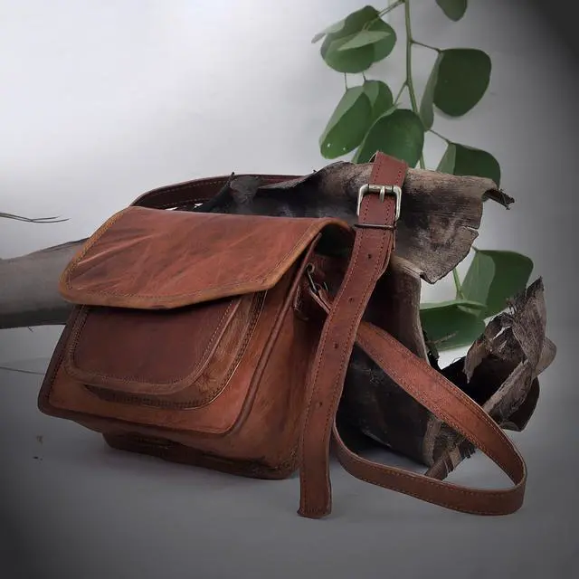 Alt view image 4 of 5 - cuero 11 inch Small Handmade Crossbody Shoulder Genuine Leather iPad/Tablet Travel Work Vintage Messenger Bag For 10.5 inch iPad Pro for Women & Men - Gift for Him Her