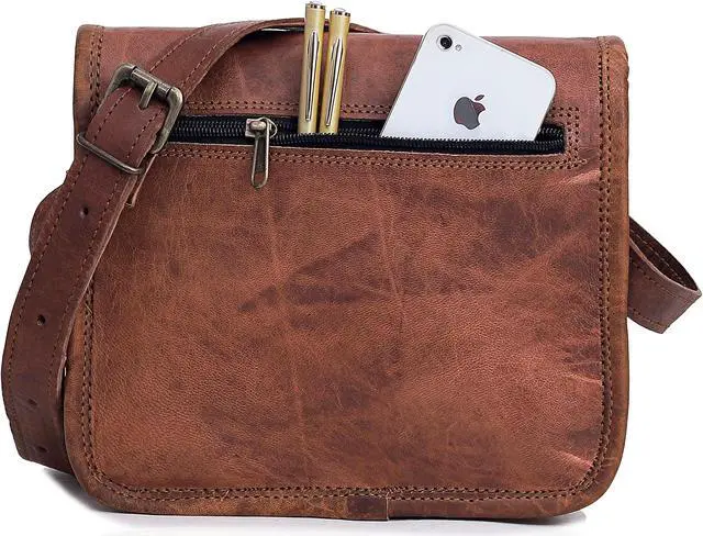Alt view image 5 of 5 - cuero 11 inch Small Handmade Crossbody Shoulder Genuine Leather iPad/Tablet Travel Work Vintage Messenger Bag For 10.5 inch iPad Pro for Women & Men - Gift for Him Her