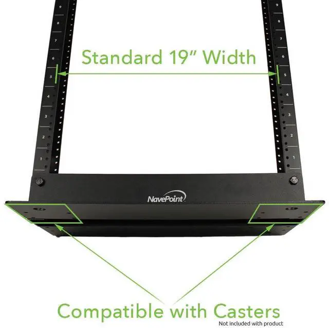 Alt view image 5 of 5 - NavePoint 13U 2 Post Open Frame Server Rack for 19 Inch Equipment, AV, Networking, Data & IT Devices, 2-Post Rack 13U 661lbs Weight Capacity, Black