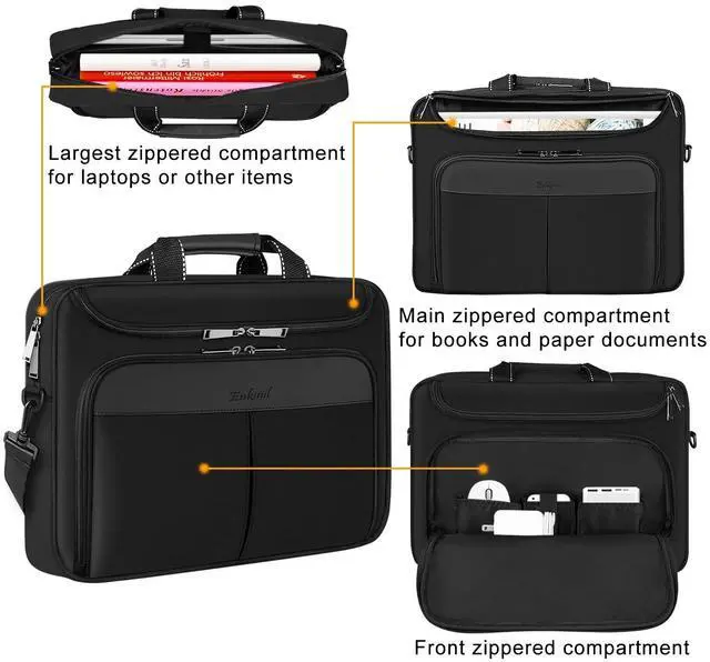 Alt view image 2 of 5 - Enkinil 15.6-16.2 inch Waterproof Protective Laptop Messenger Briefcase with Adjustable Shoulder Strap Men Women Travel/Business Bag Compatible with Macbook Pro 16 inch A2141/A2485