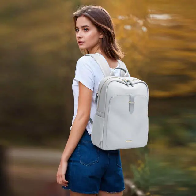 Alt view image 5 of 5 - GOLF SUPAGS Laptop Backpack Purse for Women Fits 14 Inch Notebook Casual Daypack Work Travel College Bookbag Fashion Computer Bag (Pale Grey, 14 Inch)