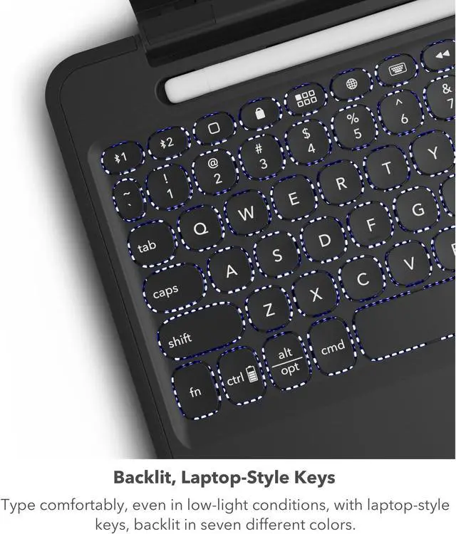 Alt view image 4 of 5 - ZAGG Rugged Book iPad 11" (A16)/ 10.9" (Gen 10) Case - Durable Wireless Keyboard Case, Military-Grade Drop Protection, Multi-Device Pairing, Detachable Backlit Keyboard, Black