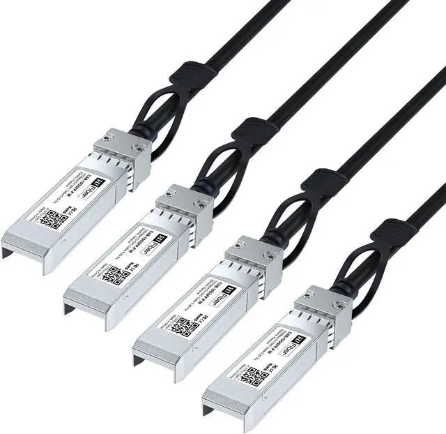 Main image of 4 Pack SFP+ Cable, 10G SFP+ DAC, 1M(3.3ft), Passive Direct Attach Copper Twinax Cable for Cisco SFP-H10GB-CU1M, Ubiquiti UniFi UC-DAC-SFP+, Meraki, Mikrotik, Intel, Fortinet, Netgear