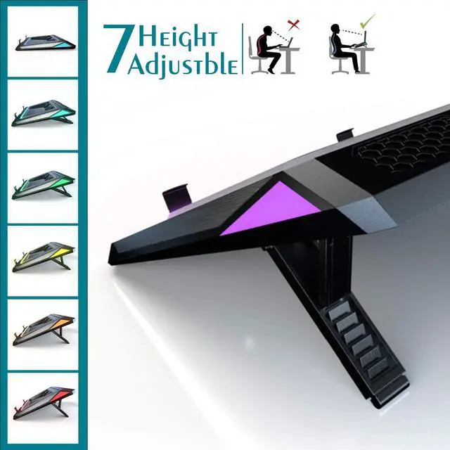 Alt view image 5 of 5 - IETS GT300 Double Blower Laptop Cooling Pad for 14-17 Inch Gaming Laptop, Cooler Pad with Dust Filter, Flexible Rubber Ring, Colorful Lights,Adjustable Mount Stand,Third Gear Speed