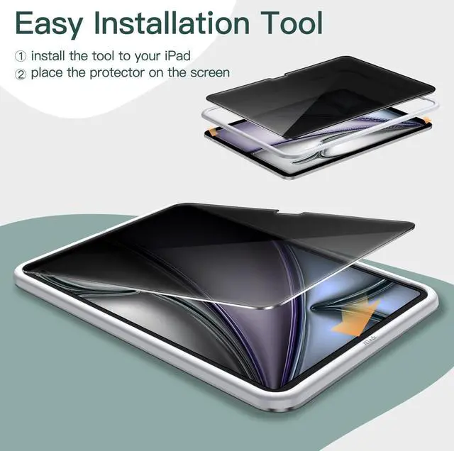 Alt view image 3 of 5 - JETech iPad Air 13-inch M3/M2 (2025/2024) Rotating Case and Privacy Screen Protector Bundle