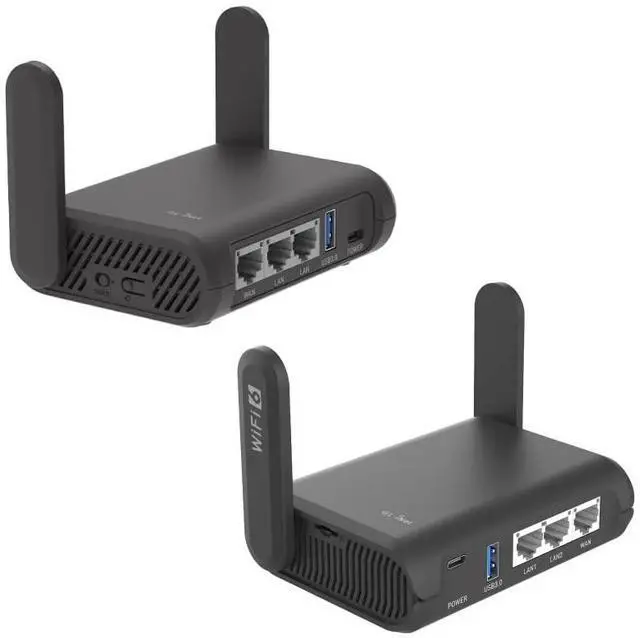 Main image of GL.iNet GL-A1300 (Slate Plus) Wireless VPN Encrypted Travel Router & GL-AXT1800 (Slate AX) Pocket-Sized Wi-Fi 6 Gigabit Travel Router