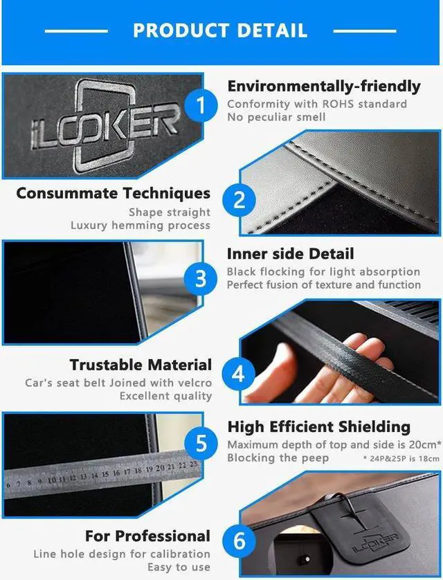 Alt view image 5 of 5 - iLooker-24P 24 inch Pro Edition LCD LED Video Monitor Hood Sunshade Sunhood for Dell HP Viewsonic Philips Samsung LG EIZO NEC ASUS ACER BENQ AOC Lenovo, Fits Monitor Frame Width 550-565mm