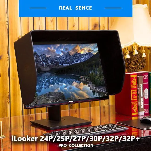 Alt view image 4 of 5 - iLooker-24P 24 inch Pro Edition LCD LED Video Monitor Hood Sunshade Sunhood for Dell HP Viewsonic Philips Samsung LG EIZO NEC ASUS ACER BENQ AOC Lenovo, Fits Monitor Frame Width 550-565mm