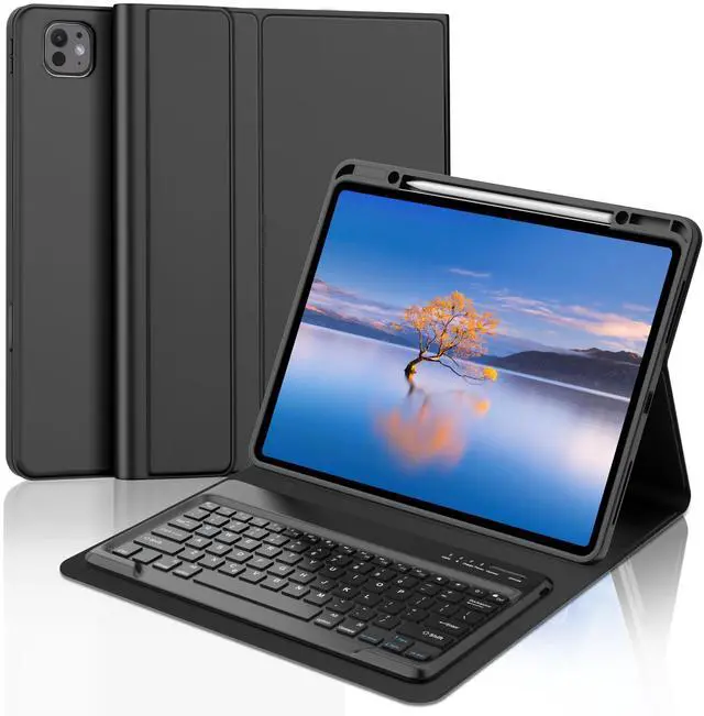 Main image of iPad Pro 13 inch Case with Keyboard (M4) 2024, Magnetic Detachable Wireless Bluetooth Keyboard, Slim Folio Protection Cover with Pencil Holder, Keyboard Case for iPad Pro 13", Auto Sleep/Wake Up Black