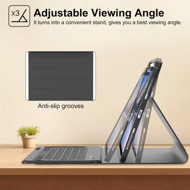 Alt view image 3 of 5 - iPad Pro 13 inch Case with Keyboard (M4) 2024, Magnetic Detachable Wireless Bluetooth Keyboard, Slim Folio Protection Cover with Pencil Holder, Keyboard Case for iPad Pro 13", Auto Sleep/Wake Up Black