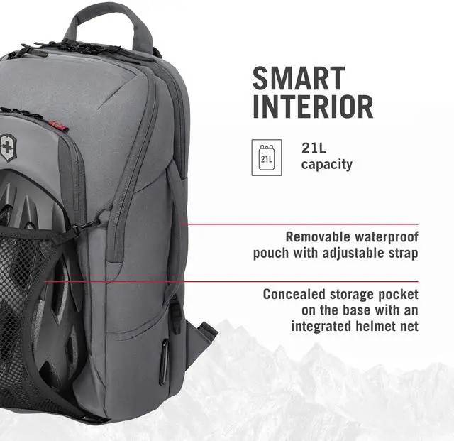 Alt view image 5 of 5 - Victorinox Touring 2.0 Commuter Backpack - Professional, Durable 15" Laptop Backpack for Daily Use - Features Waterproof Pouch - 21 Liters, Light Gray