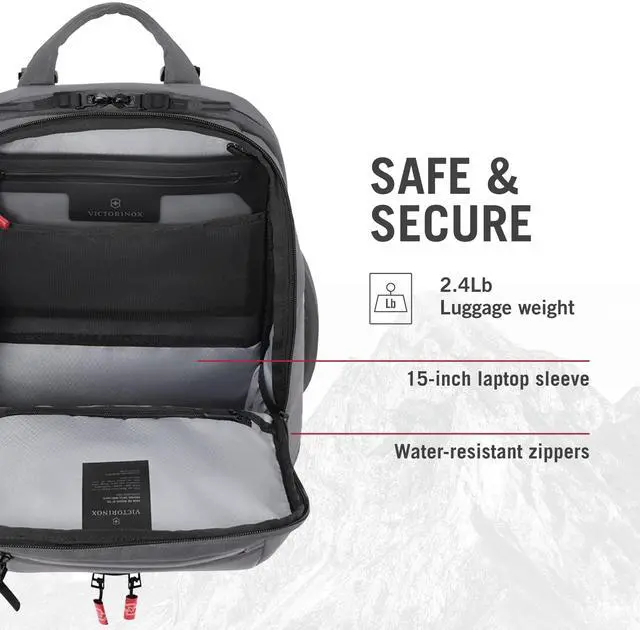 Alt view image 3 of 5 - Victorinox Touring 2.0 Commuter Backpack - Professional, Durable 15" Laptop Backpack for Daily Use - Features Waterproof Pouch - 21 Liters, Light Gray