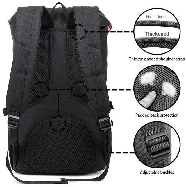 Alt view image 3 of 5 - KAUKKO Travel Laptop Backpack Outdoor Rucksack Causal backpack Fits 15.6"(Nylon Black2pc)