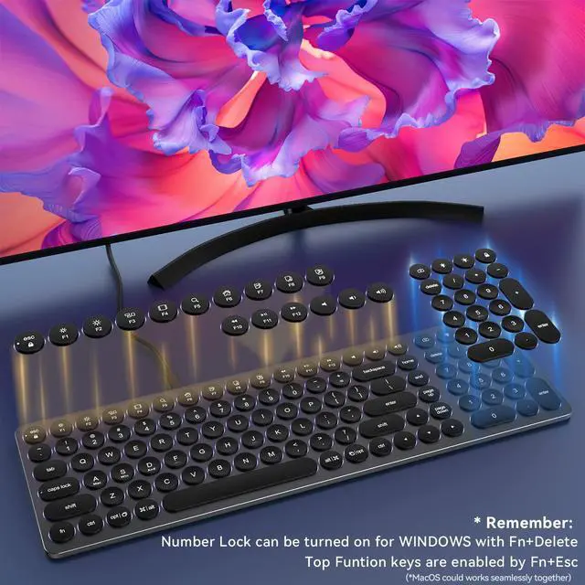 Alt view image 5 of 5 - Kolude USB HUB Wired Full Size Computer Keyboard with Number Pad,9 in 1 USB C Docking Station with 4K HDMI,4 USB Ports,100W PD, SD/TF, Compatible with MacBook, MacOS, Windows & Android Black